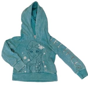 Disney Frozen girls hoodie size 3 turquoise sweatshirt with silver accents Elsa